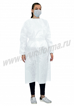 Халат одноразовый с поясом (плотность 25 гр/кв.м)